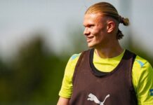 Erling Haaland pokazuje, jak pracuje na treningu Manchesteru City