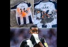 Tutaj spalona jest koszula Aleksandra Isaka