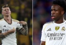 Toni Kroos broni Viníciusa